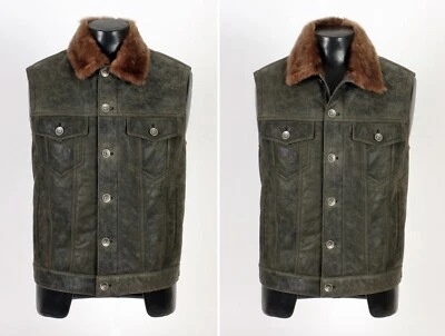 Chaleco de cuero forrado de piel Brunello Cucinelli - Nuevo - M - $9295 al por menor Foto 1 de 4