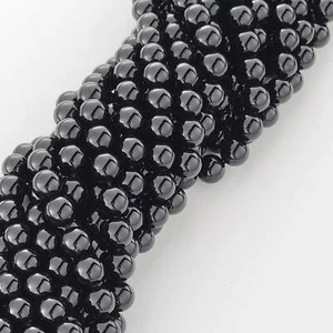 Black Tourmaline Beads Top Quality Natural Smooth round Gemstone 6Mm 8Mm 10Mm - Picture 1 of 15