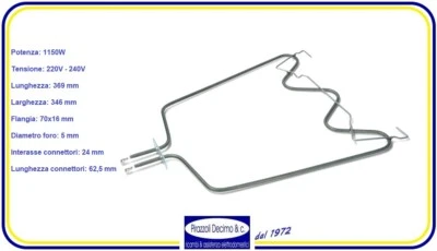 RESISTENZA SERPENTINA INFERIORE FORNO 1150W WHIRLPOOL ARISTON HOTPOINT IGNIS IKE