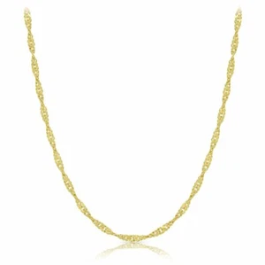 Collar de cadena de oro amarillo macizo 14k Singapur 1,0 mm 16 18 20 22 24" de longitud - Imagen 1 de 8