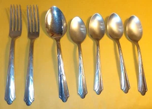 7 PIEZAS DE HORQUILLAS Y CUCHARAS CUBIERTOS CHEVRON VINTAGE DE ACERO INOXIDABLE EKCO - Imagen 1 de 5