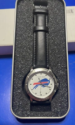 Buffalo Bills Game Time NFL Mens WATCH Stainless w/Black Leather NIB Vintage - Image 1 of 4