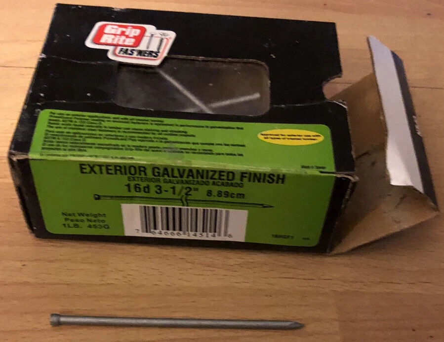 Paquete abierto Grip Rite 71 piezas exterior acabado galvanizado clavos 16d 3-1/2” caja de piezas Foto 1 de 4