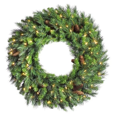 30 Cheyenne Pine Wreath with 100 Clear Lights - Image 1 of 4