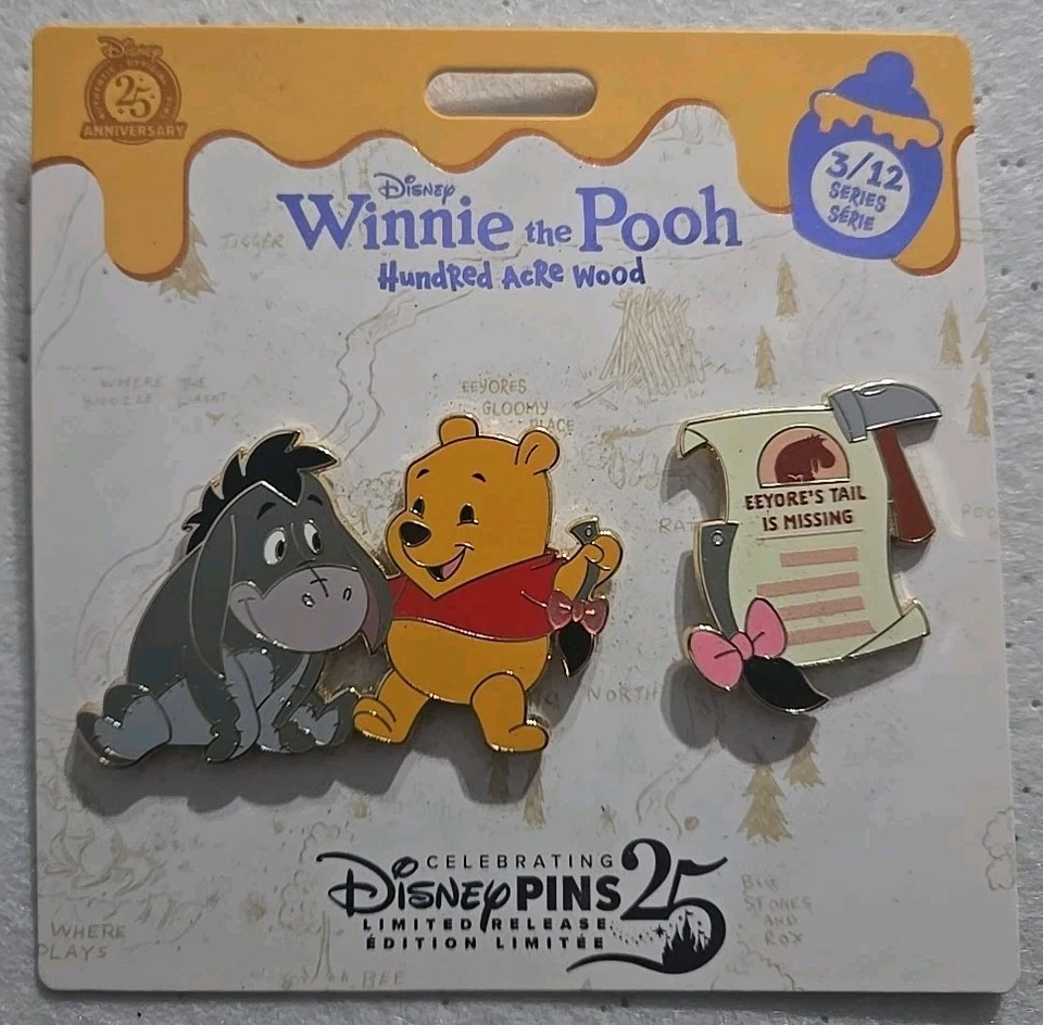 Disney 2 Pin Set Winnie the Pooh & Eeyore Hundred Acre Wood Series 3/12 March  - Image 1 of 1