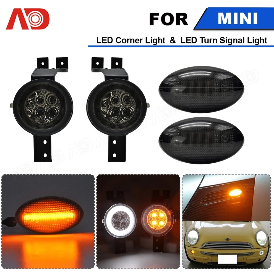 Señal de giro LED de humo Halo DRL + Luz de señal de giro LED para MINI Cooper R50 R52 R53 Foto 1 de 4