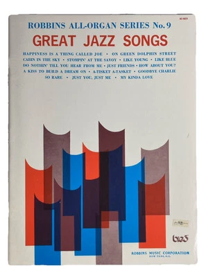 Robbins All Organ Series No 9 Great Jazz Songs Robbins Sheet Music Book B3-5023 - Image 1 of 4