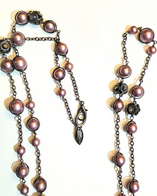 Coldwater Creek metal escuro com contas/ataques de colo malva com strass... - Imagem 1 de 4