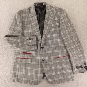 Prince of Wales Karo Jacke XL 46R grau kariert Blazer Ticket Tasche NEU 349 $ - Bild 1 von 19