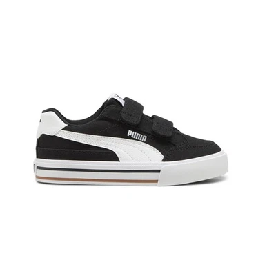 Zapatillas deportivas negras PUMA Court clásicas vulcanizadas sin cordones para niños pequeños Cas Foto 1 de 4