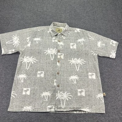 Joe Marlin Hawaiian Shirt Men’s Large Palms Trees Button Up Short Sleeve - Image 1 of 4