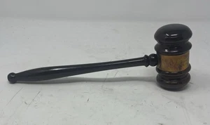 Vintage 1949 Masonic Lodge Engraved Silver Band & Wooden Meeting Gavel - Picture 1 of 8