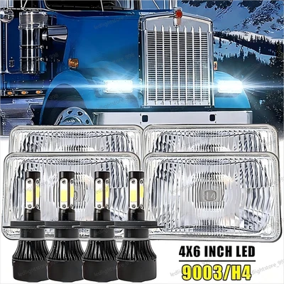 for Kenworth T800 1987-2023 W900 1981-2023 4pcs 4x6 inch Led Headlights - Image 1 of 4