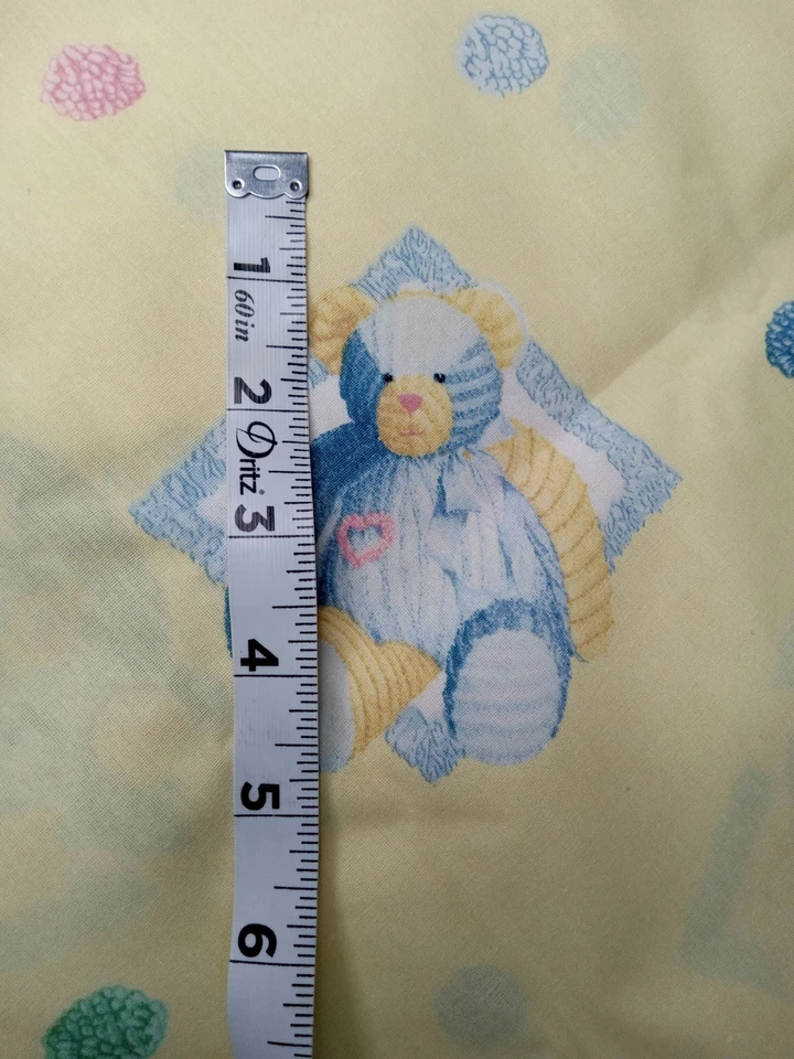 Vintage Daisy Kingdom Chenille Bear Toss Springs Yellow Cotton  Fabric 45"54" - Image 1 of 4