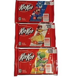 3 Super Mario Wonder KitKat King Size Collectible Candy Bars Mario Yoshi Peach - Picture 1 of 11