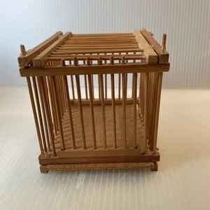 Vintage Bamboo Miniature Cricket Cage with Door that Slides Up - Picture 1 of 6
