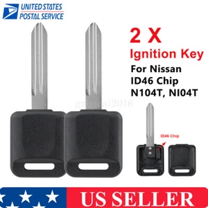 2x Llave de encendido transpondedor de repuesto hoja en blanco para Nissan ID 46 chip N104T - Imagen 1 de 8