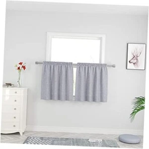 UPOPO Tier Curtains 24 inch Length Kitchen Over Sink Linen 27"W x 24"L Grey - Picture 1 of 8