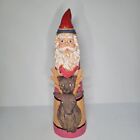 11in Faux Carved Wood Resin Old World Santa Forest Animal Cardinal Bear Reindeer