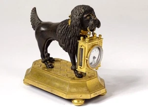 Clock Bronze Golden Poodle Dog Berthoud Paris Clock 19th Century - Picture 1 of 1