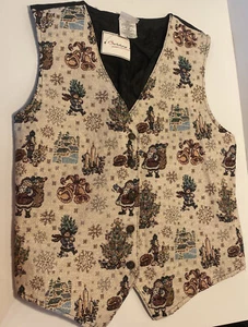 Vintage Bobbie Brooks Weihnachten Wandteppichweste Weste Damen Gr. Med Gold - Bild 1 von 10