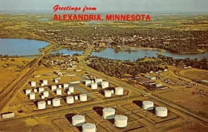 Postcard MN: Greetings from Alexandria, Minnesota, Chrome, Unposted Aerial View - Picture 1 of 2