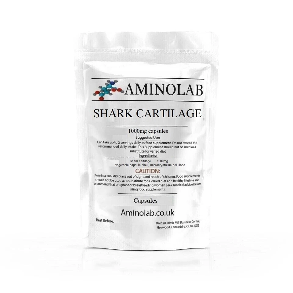 SHARK CARTILAGE 1000MG CAPSULES - AMINOLAB - Anti-Angiogenisis, Joint Health