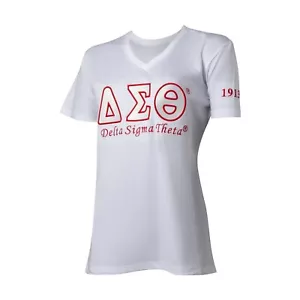 Delta Sigma Theta ΔΣΘ Luxury Embroidered T-Shirt White Size Small - Picture 1 of 1