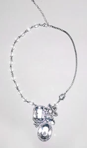 Impresionante COLLAR ERICKSON BEAMON ROCAS CRISTALES Cadena Tono Plata - Imagen 1 de 5