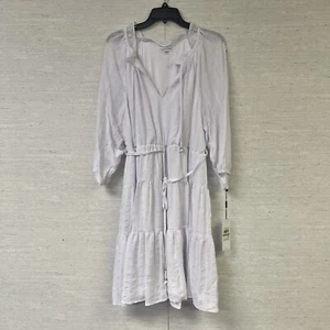 Calvin Klein Blouson Kleid für Damen Größe 14 neu mit Etikett einfarbig weiß UVP 158 $ - Bild 1 von 9
