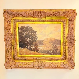 Antique 19th Century Landscape Oil Painting on board in Ornate Gilt Frame - Picture 1 of 22