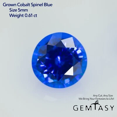 Cut stone - Spinel neon Blue Czochralski (Pulled) lab grown, facet 5mm 0.61ct - Image 1 of 4