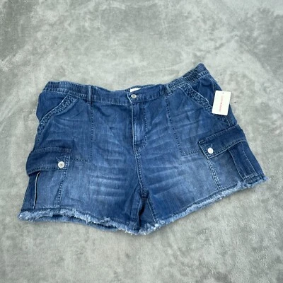 Lucky Brand Womens Denim Cargo Shorts Size XL 100% Cotton Elastic Waist NWT 1291 - Image 1 of 4