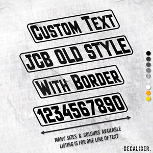 Custom Text JCB Old Style with Border Sticker - Many Colours & Sizes - Fastrac - Picture 1 of 11