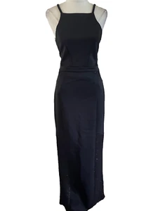 Lipsy Black Sparkly Pencil Long Dress Size 12 Function Formal Back Split NWT - Picture 1 of 8
