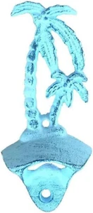 Rustic Blue Cast Iron Palmtree Bottle Opener - Picture 1 of 2