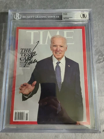 Joe Biden Signed Time Magazine Beckett Slabbed Ultra Rare April 15, 2019 #46 Cover
