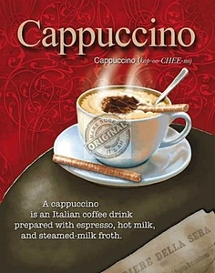 Cappuccino Coffee large steel sign 400mm x 300mm (og) - Picture 1 of 1