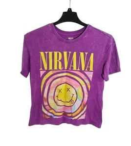 Vintage Nirvana "93 Live Tour Women's Large Purple/Pink Smile Back - Picture 1 of 6