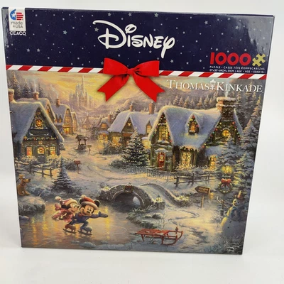 Ceaco Thomas Kinkade "Mickey and Minnie Sweetheart Holiday" 1000 Piece puzzle, - Image 1 of 4