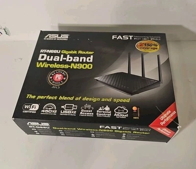 ASUS RT-N66R Dark Knight 900 Mbps 4 Port Wireless Gigabit Router. Open Box. - Image 1 of 4