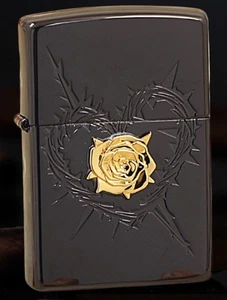 Rare Black Ice Rose Blooming Thorns Zippo Lighter - Picture 1 of 1