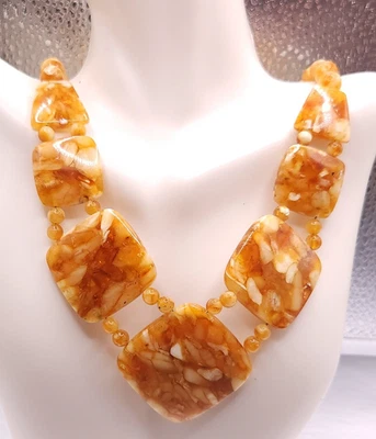 Collar De Colección DTR Jay King Plata Esterlina Amarillo Mosaico Ámbar Cuentas 19" Foto 1 de 4