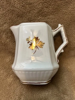 Tea Leaf Ironstone 1880s H. Burgess Ribbed Pattern Creamer /copper Luster - Image 1 of 4