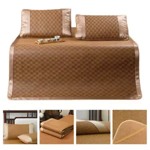 1set Summer Sleeping Mat For Bed Rattan Foldable Nature Bamboo Cool Bed Mat Pad - Picture 1 of 29