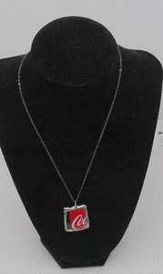 L - OFFICIAL COCA COLA STERLING SILVER NECKLACE w GLASS BOTTLE SHARD PENDANT - Picture 1 of 5