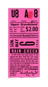 1956 Reds Phillies Ticket Stub Frank Robinson Fifth Career Homer First Triple - Picture 1 of 3