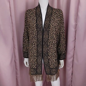Ruby Rd. Damen-Cardigan gold metallic Tiermotiv Fransen Langarm 2X neu mit Etikett - Bild 1 von 9