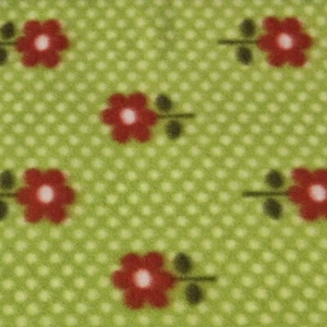 Neu Fleece Flanell Stoff Blumen Polka Dots 36"x36" grün rot Handwerk Nähen - Bild 1 von 3