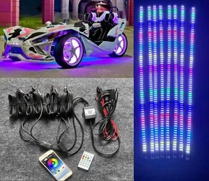 8PCS 3FT 90CM Waterproof Chasing LED Underglow Lights Car Truck Triple Row Strip - Picture 1 of 10
